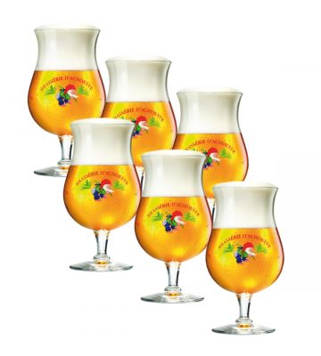 6 La Chouffe bierglazen gevuld