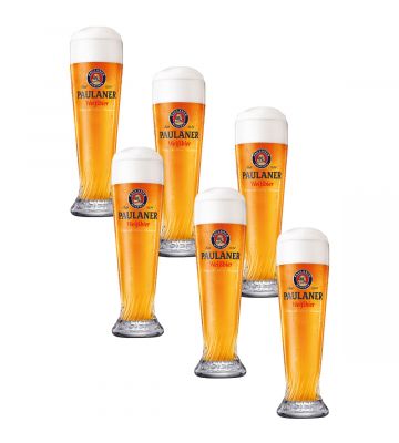 6 Paulaner weissbier glazen