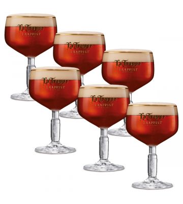 La Trappe bieglazen gevuld met La Trappe Dubbel 6 stuks