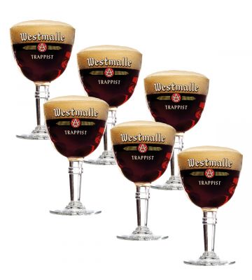 Westmalle bierglazen op voet - 33cl - 6 stuks bij Bierkoelkast.nl