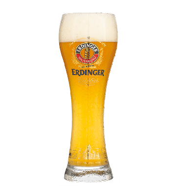 Erdinger bierglas gevuld met bier