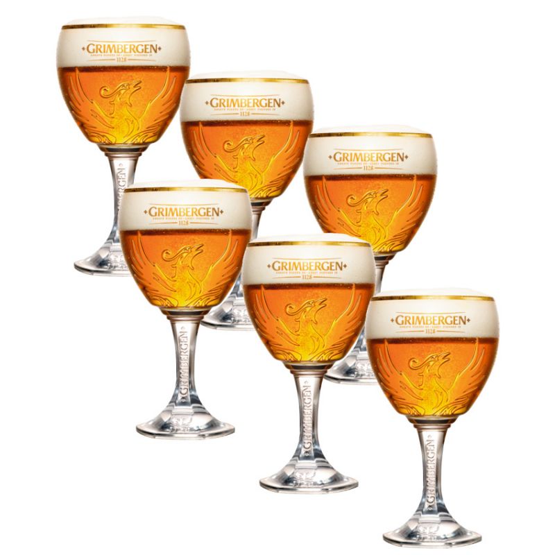 Grimbergen bierglazen op voet - 33 cl - 6 stuks