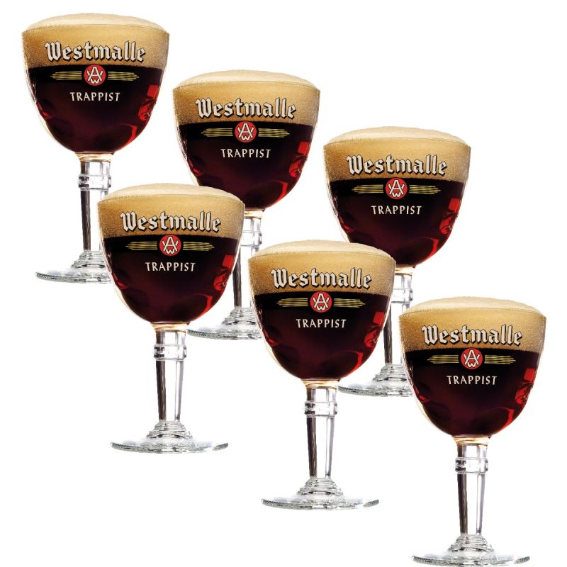 Westmalle bierglazen op voet - 33cl - 6 stuks